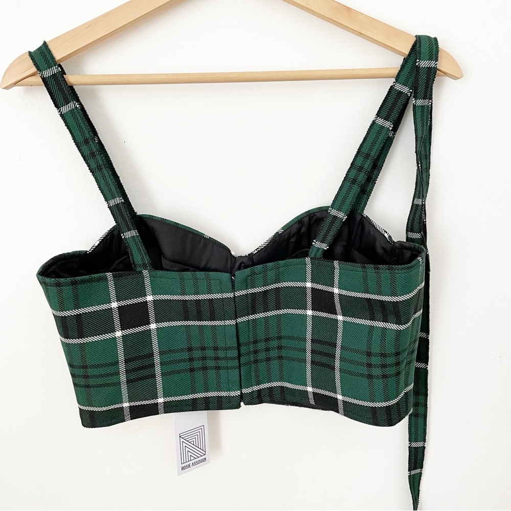 NWT Rosie Assoulin Dark Green
Scottish Plaid Twill Bustier size 10 - Picture 14 of 16